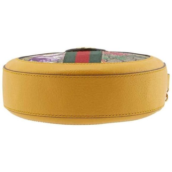 GUCCI Ophidia Gg Flora Round Beige/Ebony Canvas Shoulder Bag - Picture 4 of 6